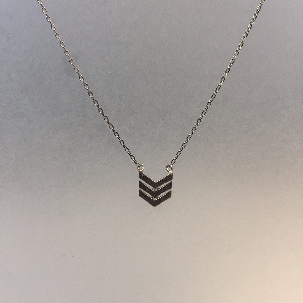 Silver Triple Chevron Necklace, tribal chevron necklace, delicate chain.